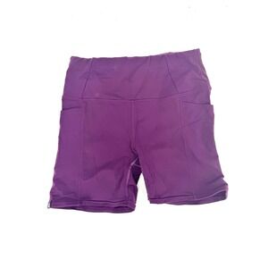 Oiselle Womens Purple High Waisted Running Compression Shorts Pockets Size 12